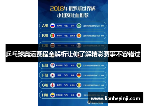 乒乓球奥运赛程全解析让你了解精彩赛事不容错过